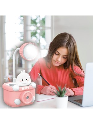 House Pratik HP09 Happy Figürlü Şarjlı Beyaz Işıklı LED Lamba Pembe