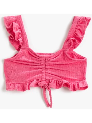 Koton Crop Üst Fırfırlı Büzgülü