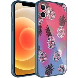 Case 4U Apple iPhone 11 Kılıf Kamera Korumalı Desenli Arka Yüzey İçi Kadife Sert Silikon Epoksi Kapak NO3 Mavi - Kırmızı