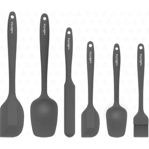Drongo Isıya Dayanıklı Yanmaz Yapışmaz Silikon Spatula Seti 6 Parça Gri