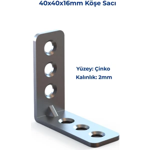 Köşe Sacı 2mm 16X40X40MM Çinko