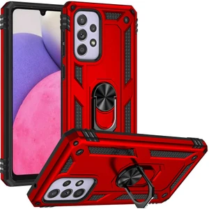 Case 4U Samsung Galaxy A53 5g Uyumlu Kılıf Çift Katmanlı Yüzüklü Manyetik Vega Kapak Kırmızı