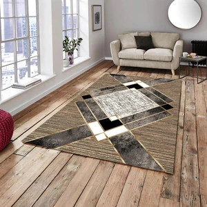 Meka Home Kahve Gold Şerit Model Lastikli Halı Örtüsü