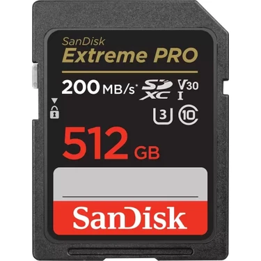 Sandisk Extreme Pro 512GB 200/140MB/S Sdxc V30 Uhs-I U3 Hafıza Kartı