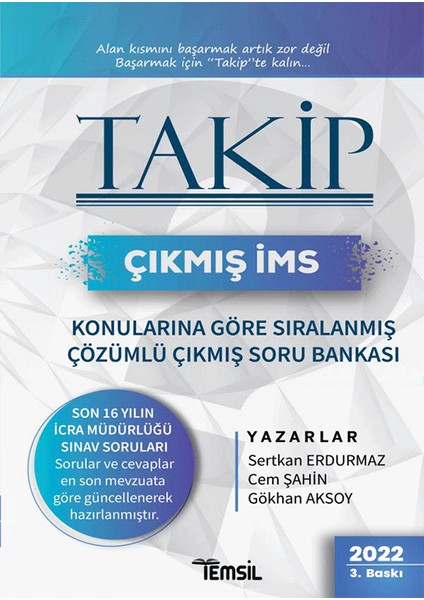 TAKiP İcra Müdürlüğü Çıkmış Soru Bankası Sertkan Erdurmaz, Cem Şahin, Gökhan Aksoy Temsil Kitap
