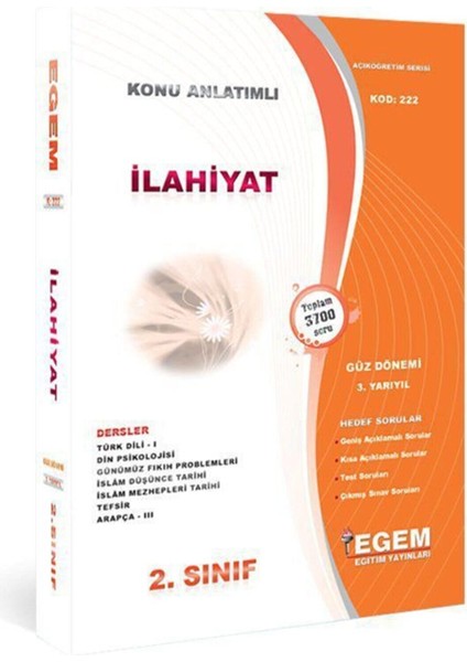 AÖF İlahiyat 2. Sınıf 3. Yarıyıl Güz Tüm Dersler Konu Anlatımlı Soru Bankası Güncel