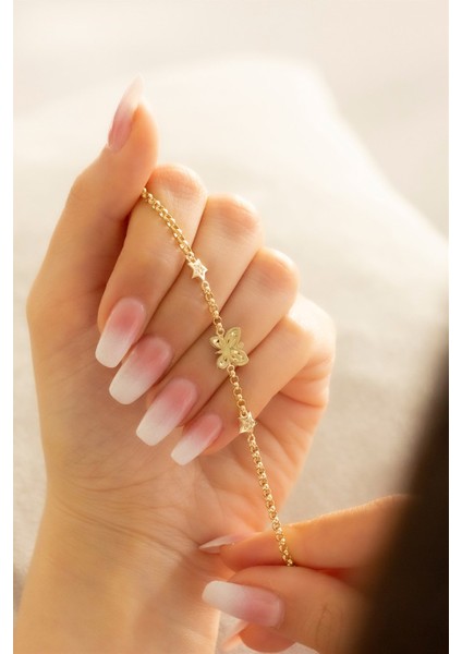 Altın Yıldızlı Kelebek Bileklik