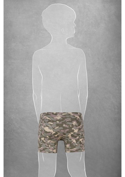 Erkek Çocuk Modal Kamuflaj Desenli Normal Paça Boxer 612