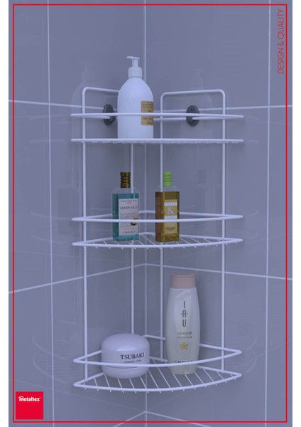 3 Katlı Banyo Köşe Rafı