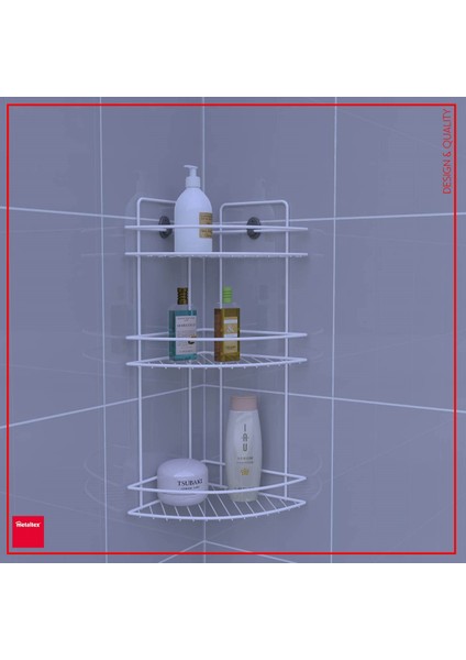 3 Katlı Banyo Köşe Rafı