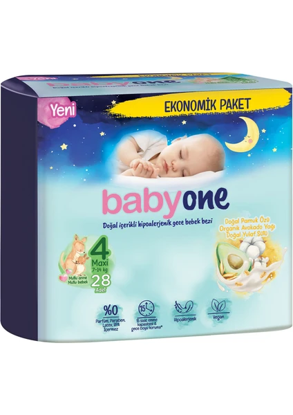 Yeni Babyone Gece Bebek Bezi 4 Beden Maxi Ekonomik Paket 28 Adet