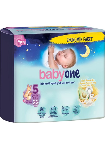 Yeni Babyone Gece Bebek Bezi 5 Beden Junior Ekonomik Paket 22 Adet