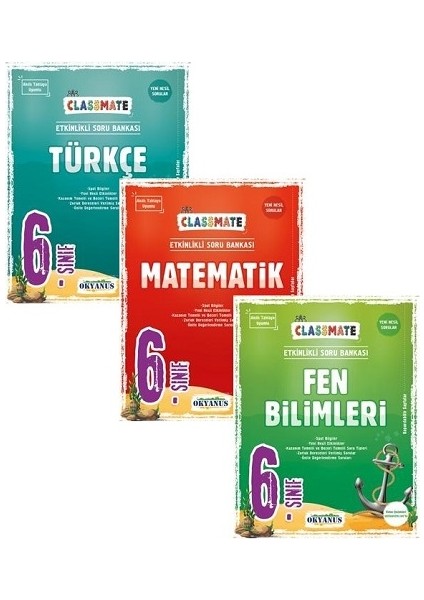 6. Sınıf Classmate Fen Bilimleri+Matematik+Türkçe Soru Bankası Seti