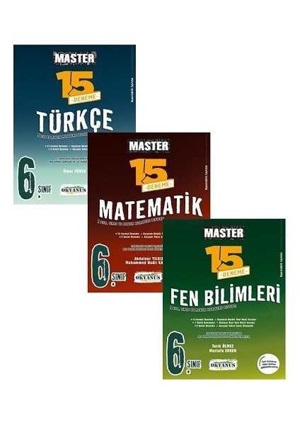 Okyanus Yayınları 6. Sınıf Master 15 Fen Bilimleri+Matematik+Türkçe Denemesi