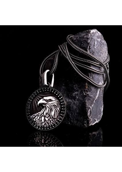 Kartal Motifli 925 Ayar Gümüş Kolye