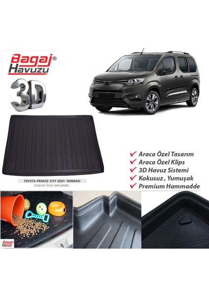 Proace Bagaj Havuzu 2021-2023 Tam Uyumlu Kauçuk