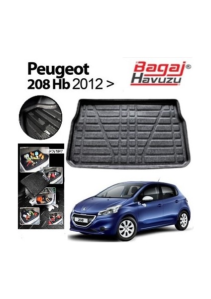 2016 Peugeot 208 Bagaj Havuzu Uyumlu 3D Model Kokusuz Kauçuk