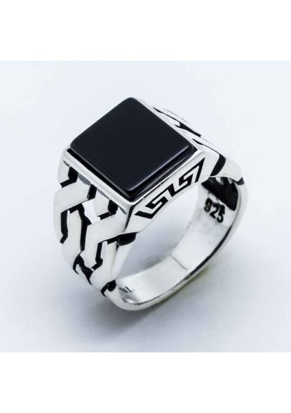 925 Ayar Gümüş Kare Oniks Taşlı Yüzük fiyatları