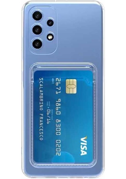 Samsung Galaxy A13 4G Uyumlu Kılıf Kartlıklı Setra Clear Silikon Kapak Şeffaf