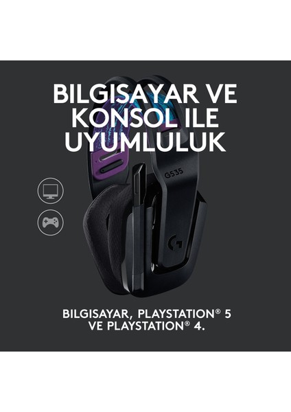 G G535 LIGHTSPEED Kablosuz Mikrofonlu Oyuncu Kulaklığı - Siyah