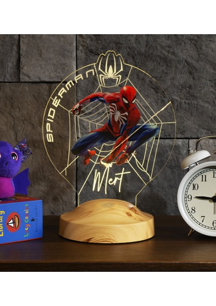 Örümcek Adam Spider Man Figürlü Kişiye Özel Gece Lambası