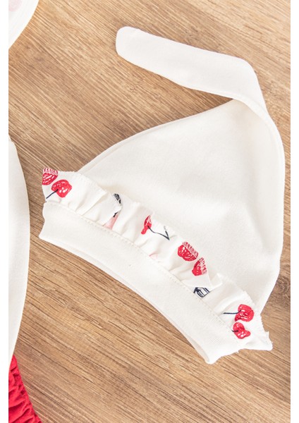 Kiraz Figürlü 5 Parça Kız Bebek Hastane Çıkışı Bebek Takımı modelleri