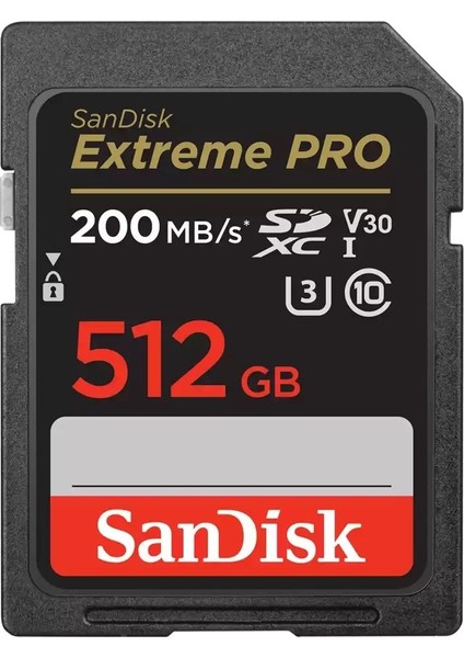 Extreme Pro 512GB 200/140MB/S Sdxc V30 Uhs-I U3 Hafıza Kartı SDSDXXD-512G-GN4IN