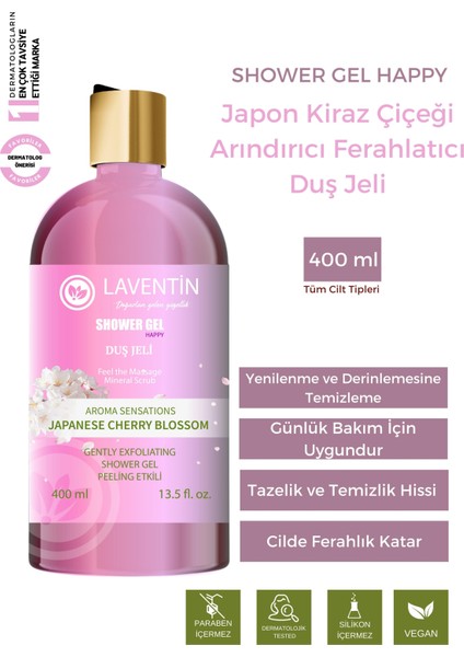 Arındırıcı Ferahlatıcı Nemlendirici Japon Kiraz Çiçeği Duş Jeli 400 ml Aroma Terapi