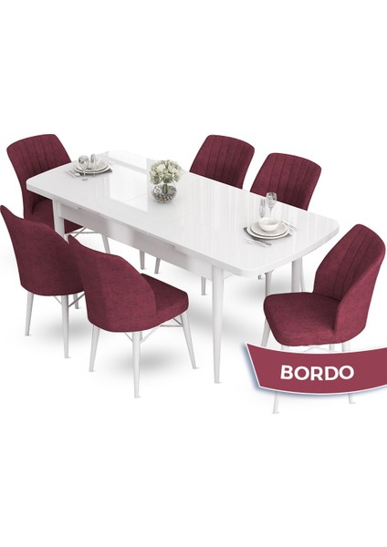 Concept Aya Serisi 80 x 132 cm Açılabilir Beyaz Mutfak Masa Takımı 6 Sandalye fiyatları