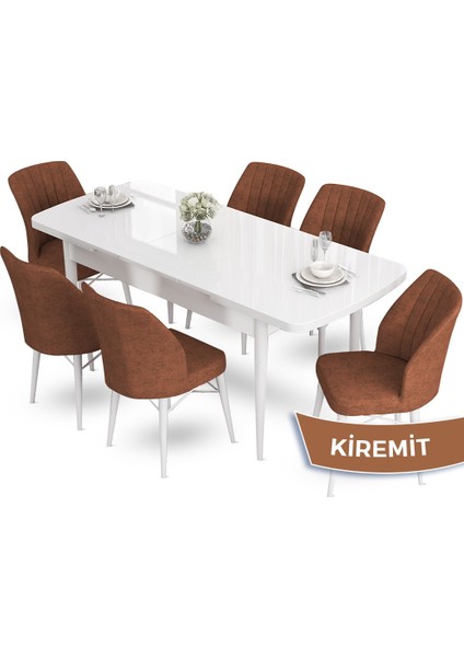 Concept Aya Serisi 80 x 132 cm Açılabilir Beyaz Mutfak Masa Takımı 6 Sandalye fiyatları