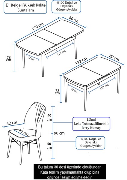 Concept Aya Serisi 80 x 132 cm Açılabilir Siyah Mermer Desen Mutfak Masa Takımı 4 Sandalye