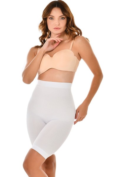 Kadın Beyaz Lazer Kesim Şort Korse