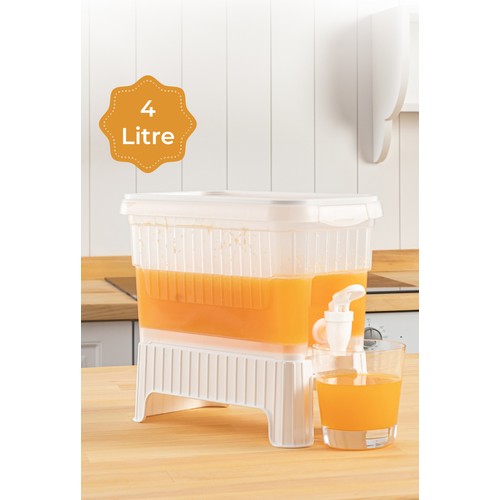 Vienev 4 Litre Su ve Limonata Sebili Beyaz