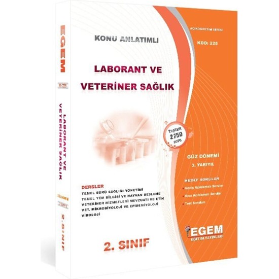 Egem Yayınları Aöf 2. Sınıf Laborant & Veteriner Sağlık Konu Anlatımlı Soru Bankası-Güz Dönemi(3. Yarıyıl)