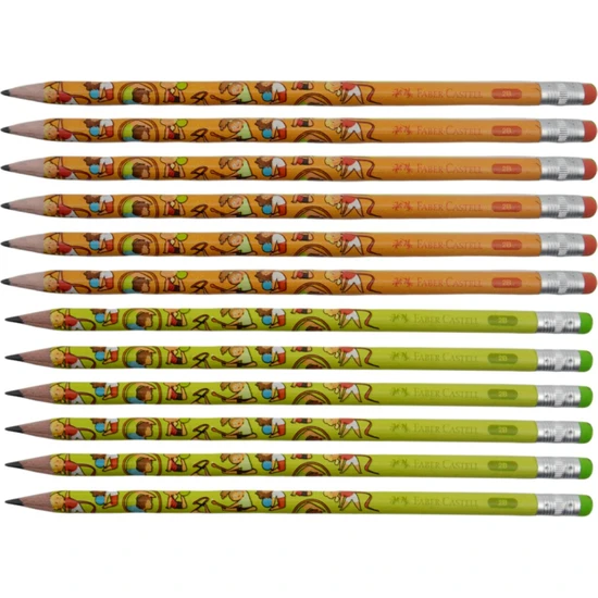 Faber-Castell Faber Castell 2b Jimnastik Silgili Kurşun Kalem 12 Li - ( Yeşil-Turuncu)