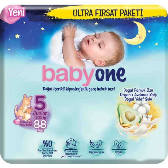 Babyone Gece Bebek Bezi 5 Beden Junior Ultra Fırsat Paketi 88 Adet