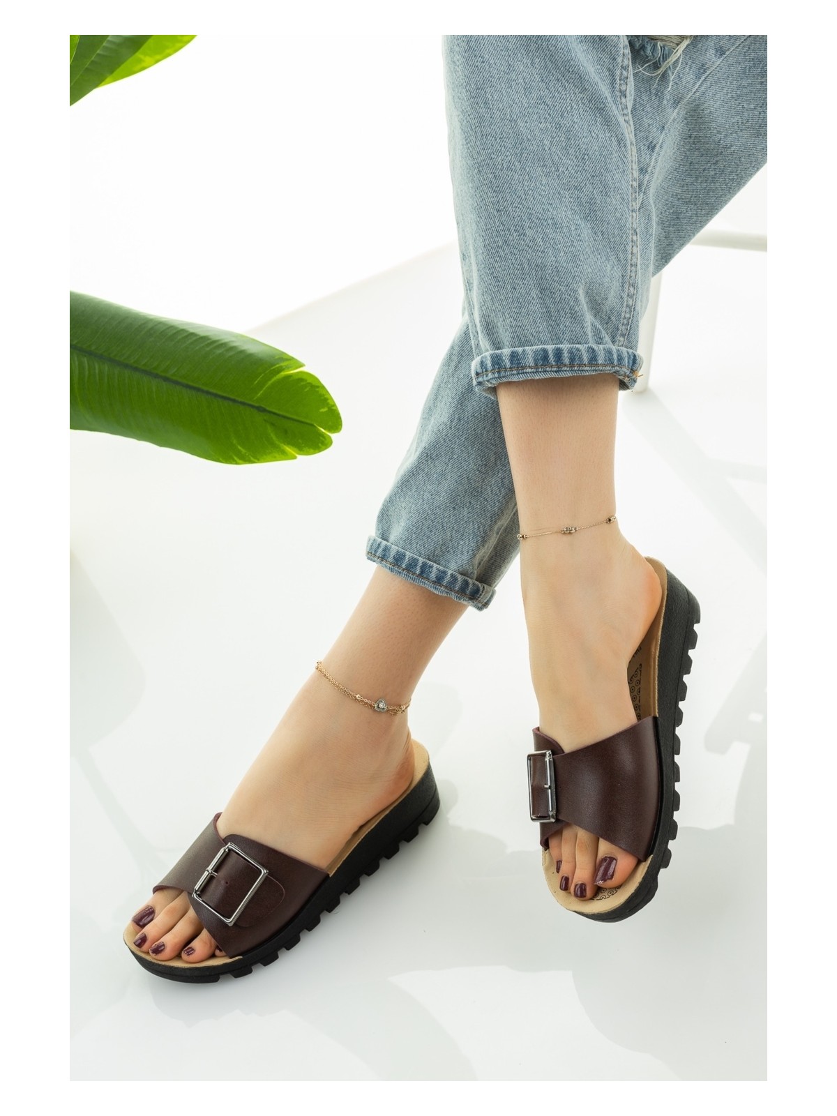 Moda Fırsat Siyah Kadın Dolgu Topuk Terlik Şık Rahat Deniz Plaj Çeyiz Bohça Terliği - Görsel 3