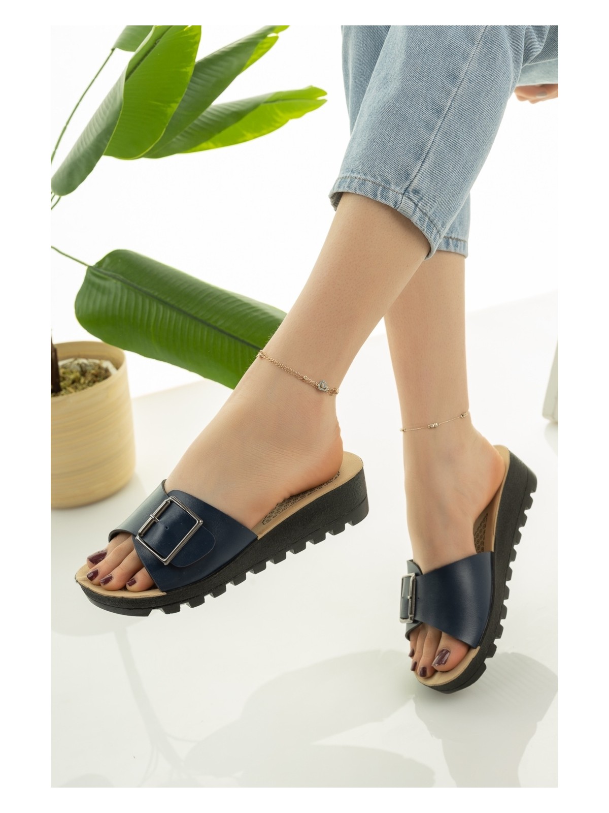 Moda Fırsat Kadın Dolgu Topuk Terlik Şık Rahat Deniz Plaj Çeyiz Bohça Terliği - Görsel 6