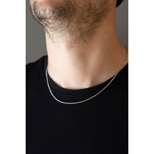Trend Collection Unisex Gümüş İnce Yılan Model Zincir Erkek Kolye