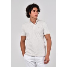 FY Stil Erkek Bej Polo Yaka T-Shirt Desenli