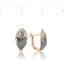 925 Gümüş Gümüş Kuru Yaprak Desenli Küpe