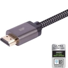 Monoprice 8k Sertifikalı Örgülü Ultra Yüksek Hızlı HDMI Kablosu - HDMI 2.1 | 8K@60Hz | 48GB/SN | Cl2 Wall Rated | 28-30AWG | Siyah 2 M