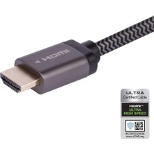 Monoprice 8k Sertifikalı Örgülü Ultra Yüksek Hızlı HDMI Kablosu - HDMI 2.1 | 8K@60Hz | 48GB/SN | Cl2 Wall Rated | 28-30AWG | Siyah 2 M