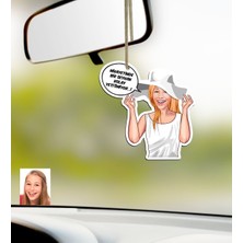 BK Kişiye Özel Bayan Kolay Yetişmiyor Karikatürlü Ahşap Araba Dikiz Ayna Süsü-6