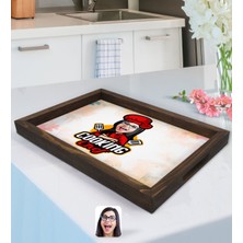 BK Kişiye Özel Kadın Chef Karikatürlü Doğal Ahşap Tepsi-11