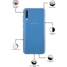 Kılıfmania Samsung Galaxy A70 Kapak Kamera Korumalı Tıpalı Şeffaf Silikon Kılıf