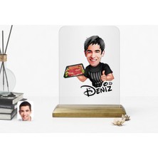 Kişiye Özel Erkek Kasap Karikatürlü Ahşap Standli Çerçeve-2