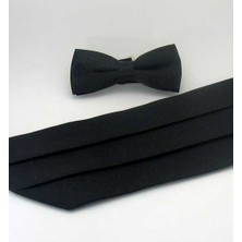 Gaffy Siyah Çocuk Boy Düz Renk Saten Kuşak Papyon Takım - Ckp-01