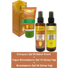 Naturix Spf 50 + Koruyucu Krem + Yüksek Faktörlü Bronzlaştırıcı Yağ Spf 30 + Yoğun Bronzlaştırıcı Yağ Spf 15