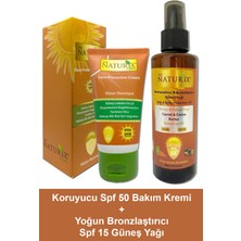 Naturix Naturixspf 50+ Yüz Güneş Koruyucu Leke Karşıtı Krem + Kakao & Havuç Yağı Spf 15 Yoğun Bronzlaştırıcı Yağ